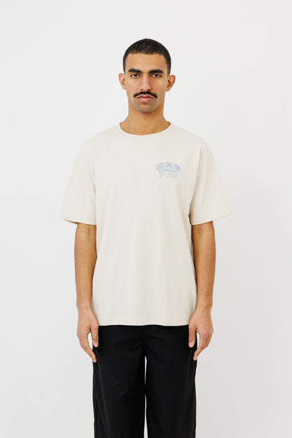 NO EXCUSES (NOEXBS) T-SHIRT (BEIGE/ SUBDED BLUE)