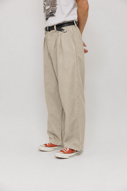 Pantalon Deiba Soybean 5 Last Call For, coupe ample à double pince en coton Tebal — photo produit 03