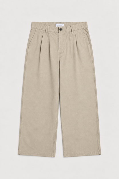 Pantalon Deiba Soybean 5 Last Call For, coupe ample à double pince en coton Tebal — photo produit 01