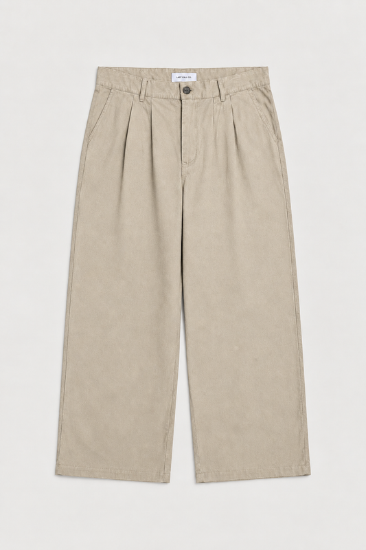 Pantalon Deiba Soybean 5 Last Call For, coupe ample à double pince en coton Tebal — photo produit 01