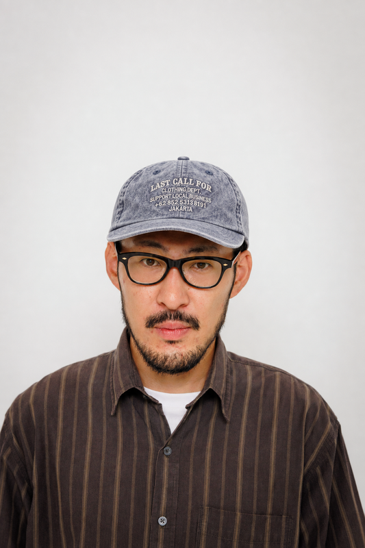Casquette Support Local Business Oldgrey et Vaporous Grey Last Call For, coton stone wash — photo produit 04