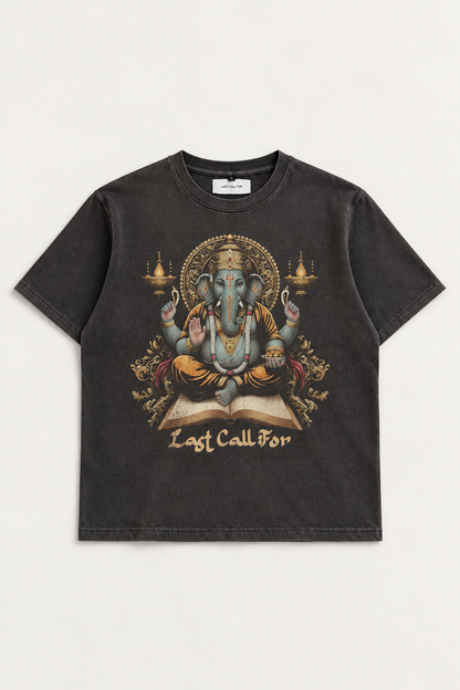 Tee-shirt Ganesh noir Last Call For, coton stone wash — photo produit 01