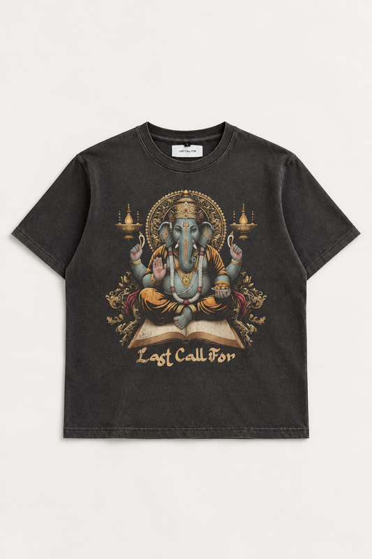 Tee-shirt Ganesh noir Last Call For, coton stone wash — photo produit 01