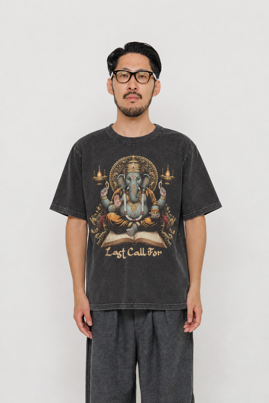 Tee-shirt Ganesh noir Last Call For, coton stone wash — photo produit 03
