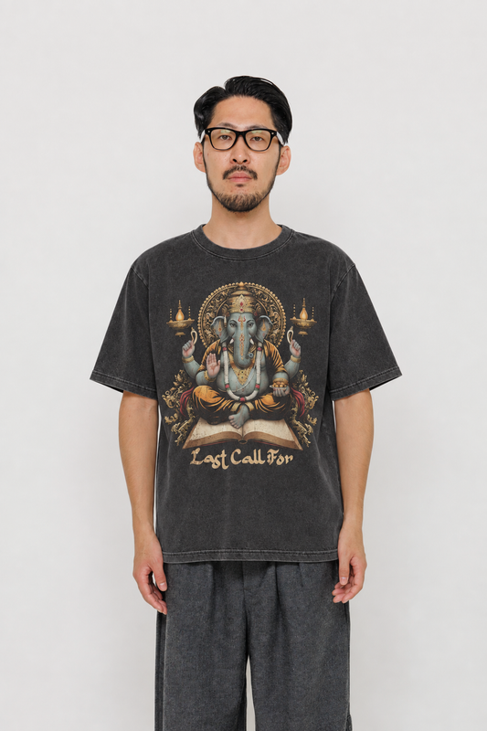 Tee-shirt Ganesh noir Last Call For, coton stone wash — photo produit 03