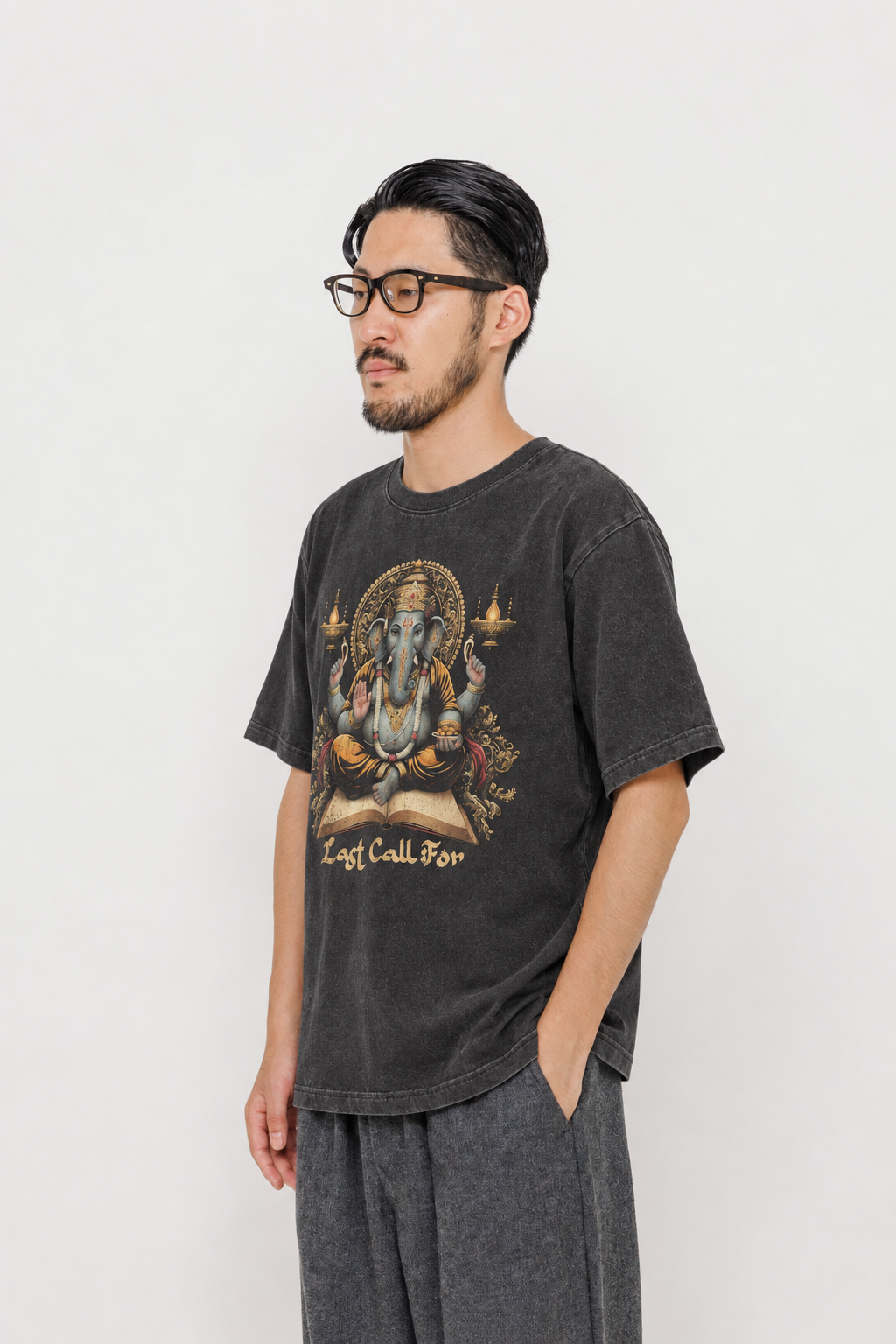 Tee-shirt Ganesh noir Last Call For, coton stone wash — photo produit 02