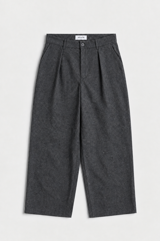 Pantalon Deiba Grey Last Call For, coupe ample à double pince en mélange laine et polyester — photo produit 01