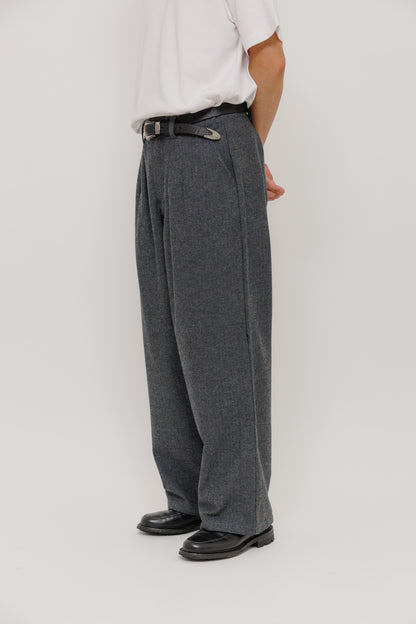 Pantalon Deiba Grey Last Call For, coupe ample à double pince en mélange laine et polyester — photo produit 08