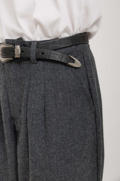 Pantalon Deiba Grey Last Call For, coupe ample à double pince en mélange laine et polyester — photo produit 10