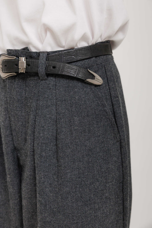 Pantalon Deiba Grey Last Call For, coupe ample à double pince en mélange laine et polyester — photo produit 10