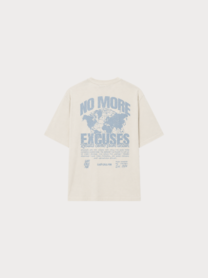 NO EXCUSES (NOEXBS) T-SHIRT (BEIGE/ SUBDED BLUE)