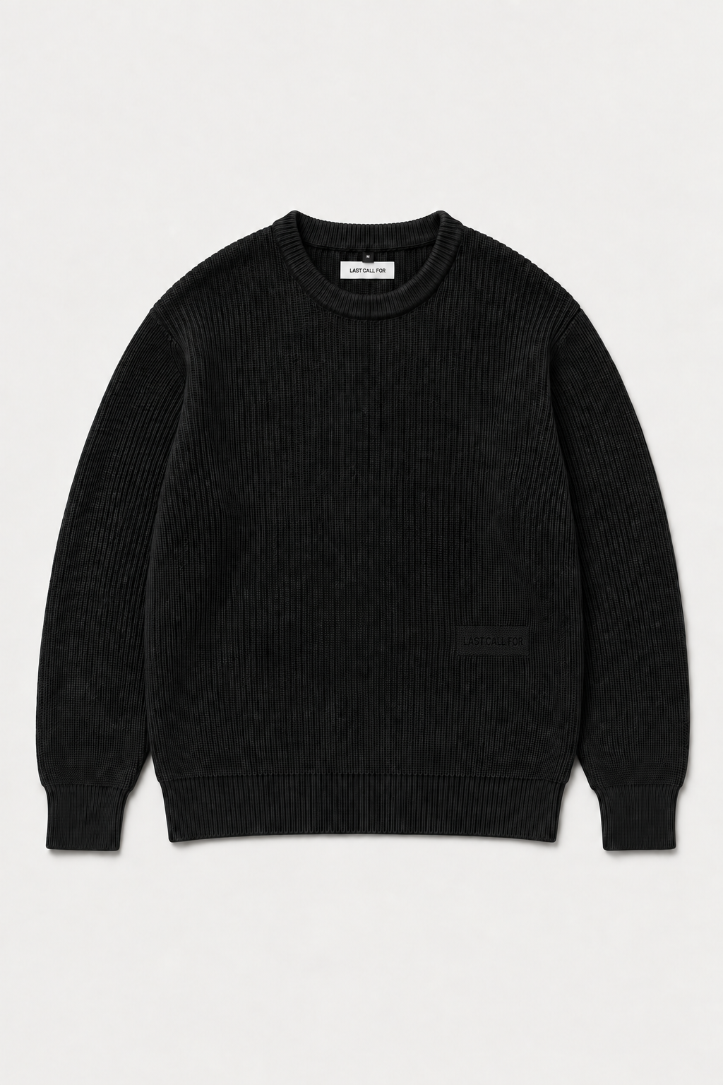 Pull Auron noir Last Call For, coupe classique en coton torsadé avec bords-côtes — photo produit 01