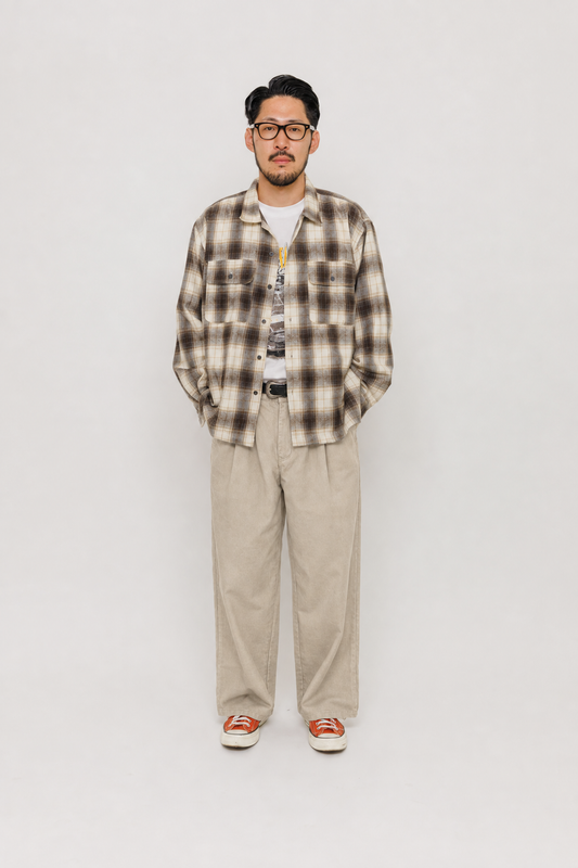 Pantalon Deiba Soybean 5 Last Call For, coupe ample à double pince en coton Tebal — photo produit 05