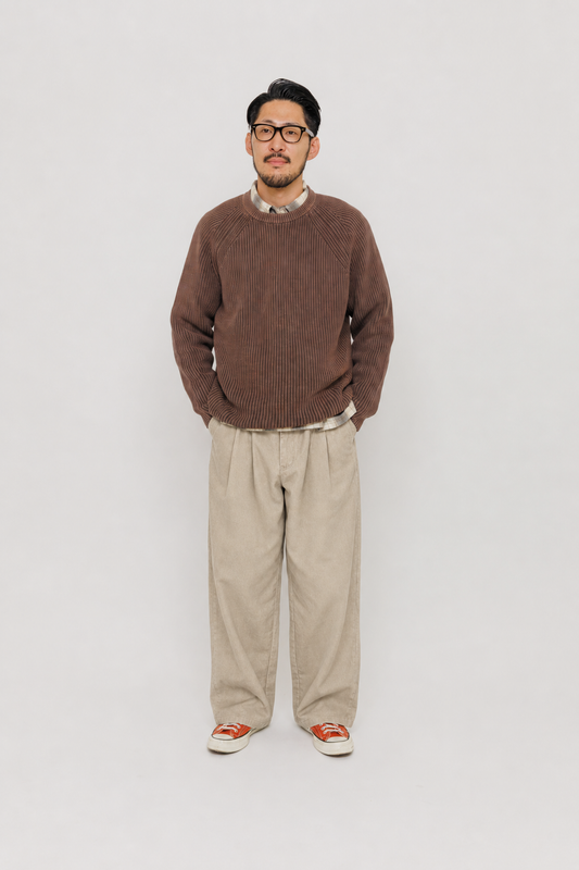 Pantalon Deiba Soybean 5 Last Call For, coupe ample à double pince en coton Tebal — photo produit 06