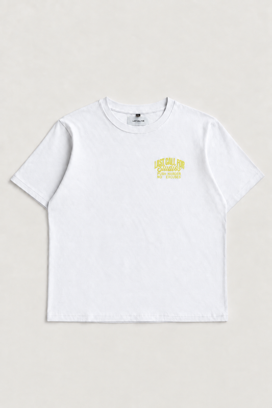 Tee-shirt No More Excuse — White / Evening Primrose par Last Call For — packshot 01